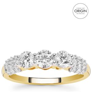 9K Gold Ring with De Beers Code of Origin Diamonds & White Diamonds 1cts