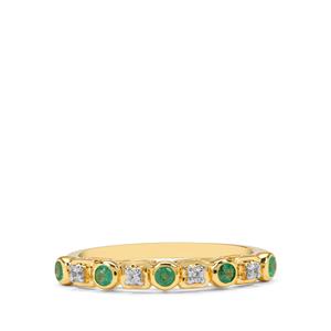 Zambian Emerald & White Zircon 9K Gold Ring ATGW 0.25ct