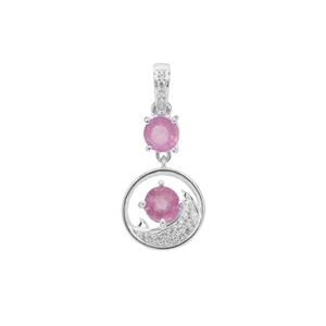 Ilakaka Hot Pink Sapphire Pendant with White Zircon in Sterling Silver 1.55cts (F) 