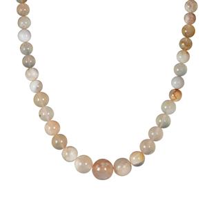 210cts Sakura Agate Sterling Silver Graduated Necklace 