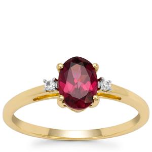 Comeria Garnet Ring with White Zircon in 9K Gold 1.15cts