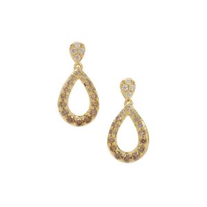 1/2cts Ombre Champagne, White Diamonds 9K Gold Earrings