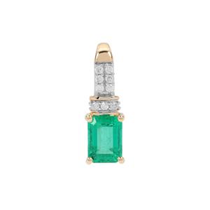 Panjshir Emerald & Diamond 18K Gold Tomas Rae Pendant MTGW 0.65ct