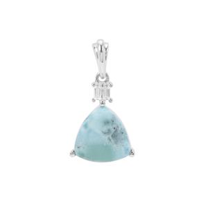 Larimar Pendant with White Zircon in Sterling Silver 6.77cts