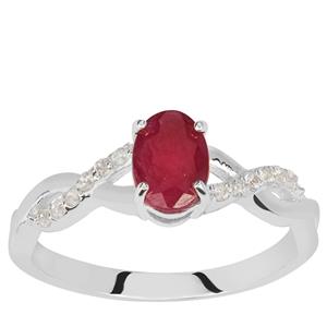 Luc Yen Ruby & White Zircon Sterling Silver Ring ATGW 1.30cts