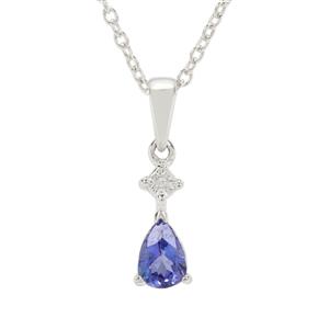 'The Uhuru Blue' AA Tanzanite & Diamond Sterling Silver Necklace ATGW 0.70cts
