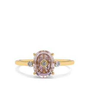 Lehrer Torus Ring Rose De France Amethyst & Natural Pink, White Diamond 9K Gold Ring ATGW 1.25cts