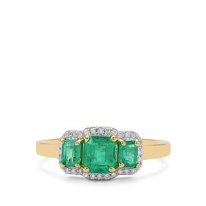 Panjshir Emerald & Diamond 18K Gold Tomas Rae Ring  MTGW 1.15cts