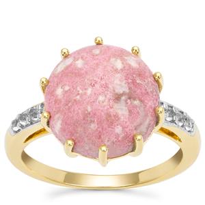 Norwegian Thulite Ring with White Topaz in Gold Plated Sterling Silver 7.30cts