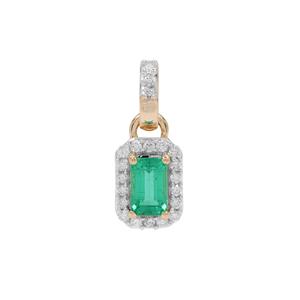 Panjshir Emerald & Diamond 18K Gold Tomas Rae Pendant MTGW 0.50ct