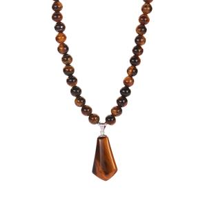 Yellow Tiger's Eye Necklace in Sterling Silver 140.20cts