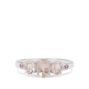 Goshenite & Sakaraha Pink Sapphire Sterling Silver Ring ATGW 1.27cts