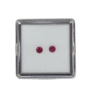 0.20cts Nigerian Rubellite Round Brilliant Approx 3mm Pack of 2 (H)
