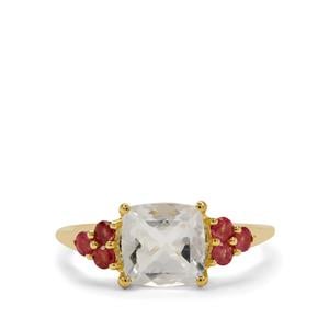 Hyalite & Padparadscha Sapphire 9K Gold Ring ATGW 2cts