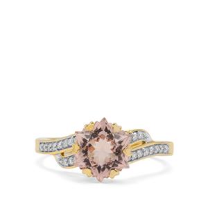 Wobito Snowflake Cut Peach Morganite & Diamond 18K Gold Ring MTGW 2.50cts
