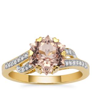 Wobito Snowflake Cut Peach Morganite Ring with Diamond in 18K Gold 2.50cts
