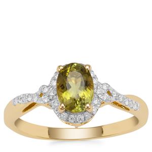 Cuprian Tourmaline Ring with Diamond in 18K Gold 1.05cts