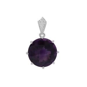 Zambian Amethyst Pendant with White Zircon in Sterling Silver 9.05cts