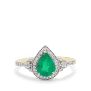 Zambian Emerald & Diamond 18K Gold Tomas Rae Ring MTGW 1.20cts