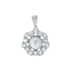 2cts White Topaz Sterling Silver Pendant 