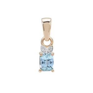 Pedra Azul Aquamarine Pendant with Diamond in 9K Gold 0.35ct