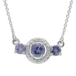 Tanzanite Necklace with White Zircon in Sterling Silver 1.15cts