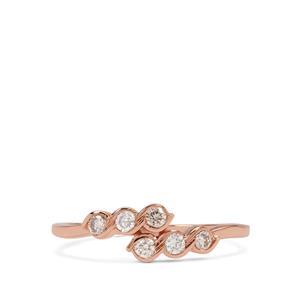 1/4ct Pink, White Diamonds 9K Rose Gold Ring 