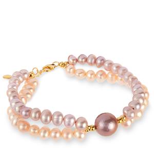 Kaori Freshwater Cultured Pearl Gold Tone Sterling Silver Bracelet