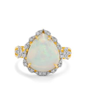 Ethiopian Opal & Diamond 18K Gold Ring MTGW 4cts