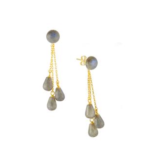 15.50cts Paul Island Labradorite Gold Tone Sterling Silver Earrings 