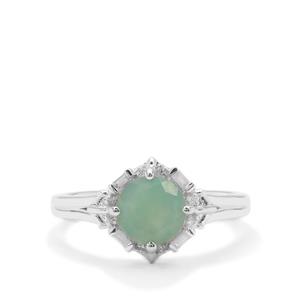 Aquaprase™ & White Zircon Sterling Silver Ring ATGW 1.23cts