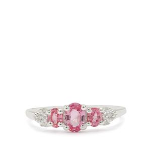 Sakaraha Pink Sapphire & White Zircon Sterling Silver Ring ATGW 0.90ct