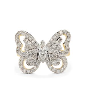 1.18cts Diamond 18K Gold Butterfly Lorique Ring  