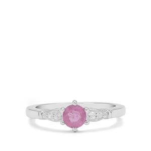 Ilakaka Hot Pink Sapphire Ring with White Zircon in Sterling Silver 0.75ct