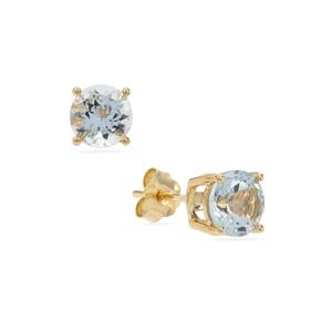 1.55cts Pedra Azul Aquamarine 9K Gold Earrings 