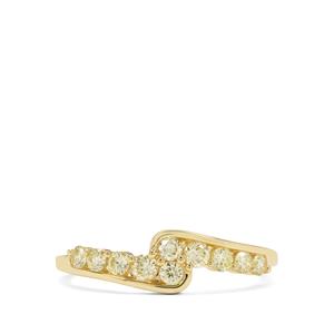 1/2ct Natural Yellow Diamonds Ring 9K Gold Ring 