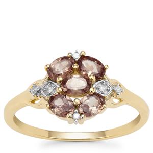Bekily Colour Change Garnet Ring with White Zircon in 9K Gold 1.58cts