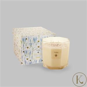 Kimbie Home Botany & Bees 1.4kg Hexagonal Candle Infused With Lavender & Amethyst