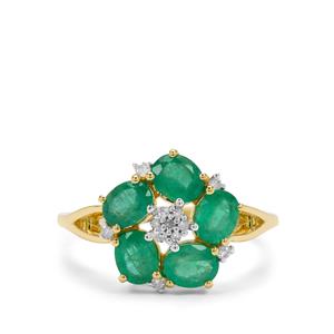 Zambian Emerald & Diamond 9K Gold Tomas Rae Ring ATGW 1.85cts