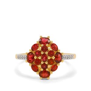 Burmese Red Spinel & White Zircon 9K Gold Ring ATGW 1.35cts