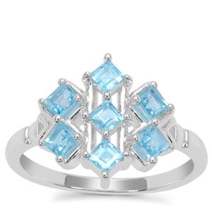 Swiss Blue Topaz Ring in Sterling Silver 0.94ct