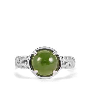 2.69ct Nephrite Jade Sterling Silver Ring