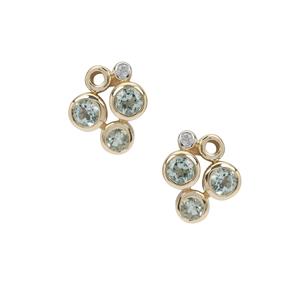 Aquaiba™ Beryl & Diamond 9K Gold Earrings ATGW 0.80ct