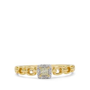 1/8ct Yellow, White Diamond 9K Gold Ring 