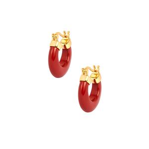 13.50ct Red Jasper Gold Tone Sterling Silver Earrings