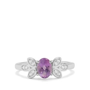 Moroccan Amethyst & White Zircon Sterling Silver Ring ATGW 0.88ct