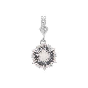 Snowflake Cut Cullinan Topaz Pendant with Diamond in 9K White Gold 5.70cts