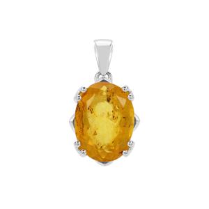 3.85cts Caribbean Amber Sterling Silver Pendant 