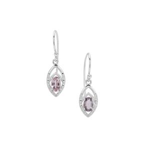 Burmese Spinel Earrings with White Zircon in Sterling Silver 1.22cts