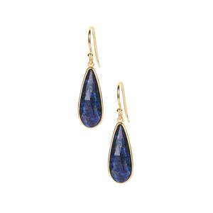 7ct Sar-i-Sang Lapis Lazuli Gold Tone Sterling Silver Earrings
